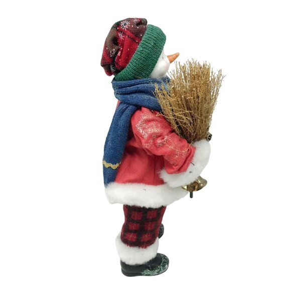 Smiling SNOWMAN with Broom and Bell CHRISTMAS Decor Holidays Xmas - Picture 5 of 9